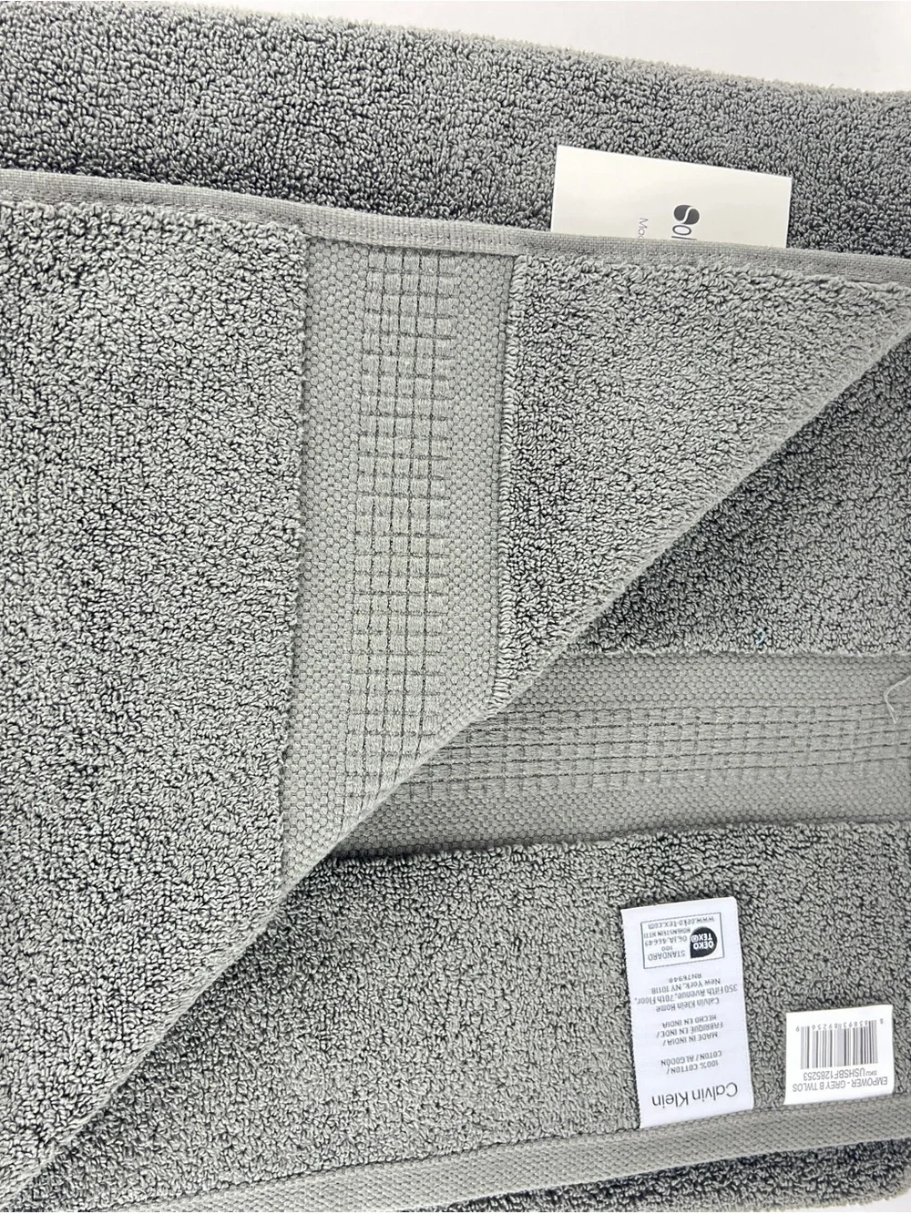 Calvin Klein Bath Towel Set Empower Dark Gray Plush Cotton Zero Twist 2 Pc NEW